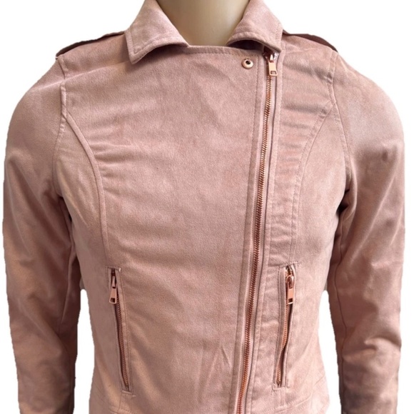 Women Moto Jacket Light Pink Size Small S - Picture 1 of 6
